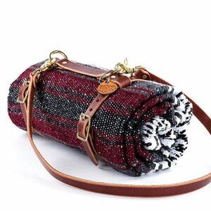 Travel blanket leather carrier gorpcore adventure outdoor camping hiking explore